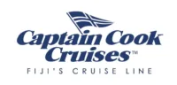 Captain Cook Cruises Fiji’s Cruise Line Logo The official logo for Captain Cook Cruises, a cruise line specializing in Fiji travel experiences. The design features a stylized sailing flag in navy blue with the company name in elegant script typography.