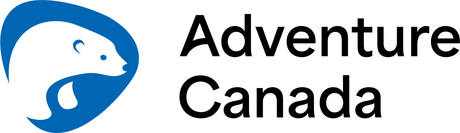The official logo for Adventure Canada, featuring a stylized blue polar bear or arctic animal icon on the left side with the company name 'Adventure Canada' displayed in bold black text on the right.